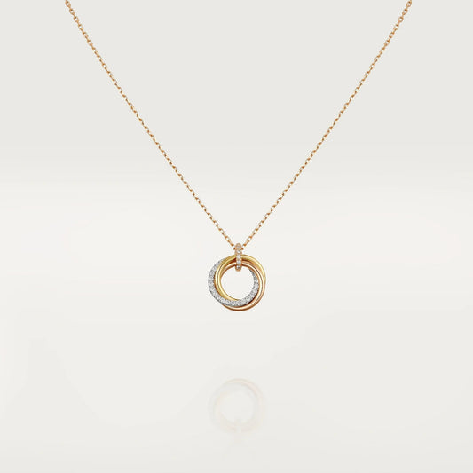[Regal Jewels]TRINITY NECKLACE SILVER GOLD PINK GOLD DIAMONDS