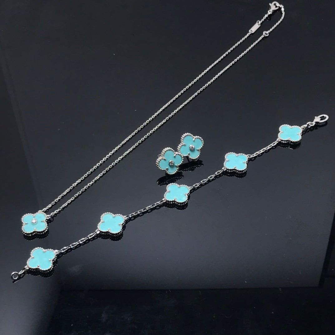 [Regal Jewels]CLOVER 1 DIAMOND BLUE SKY SILVER EARRINGS