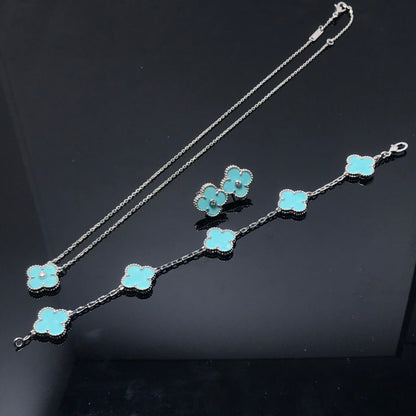 [Regal Jewels]CLOVER 1 DIAMOND BLUE SKY SILVER EARRINGS