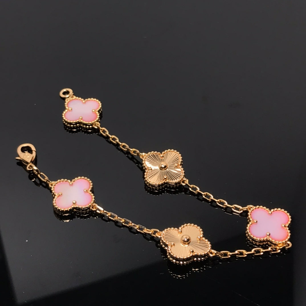 [Regal Jewels]CLOVER BRACELET 5 MOTIF PINK AND PINK GOLD