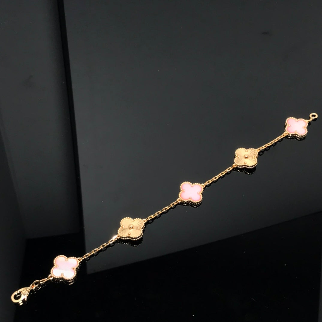 [Regal Jewels]CLOVER BRACELET 5 MOTIF PINK AND PINK GOLD