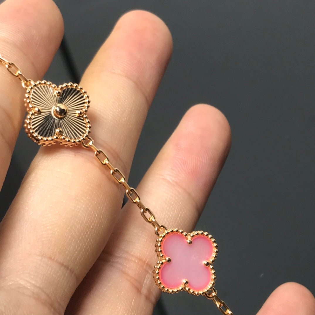 [Regal Jewels]CLOVER BRACELET 5 MOTIF PINK AND PINK GOLD