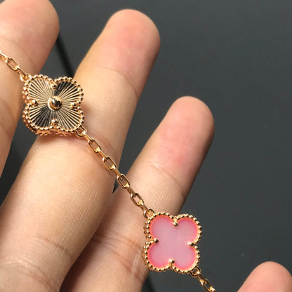 [Regal Jewels]CLOVER BRACELET 5 MOTIF PINK AND PINK GOLD