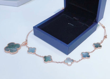[Regal Jewels]COMBINED BRACELET 5 MOTIFS AND NECKLACE DARK MOP ROSE GOLD