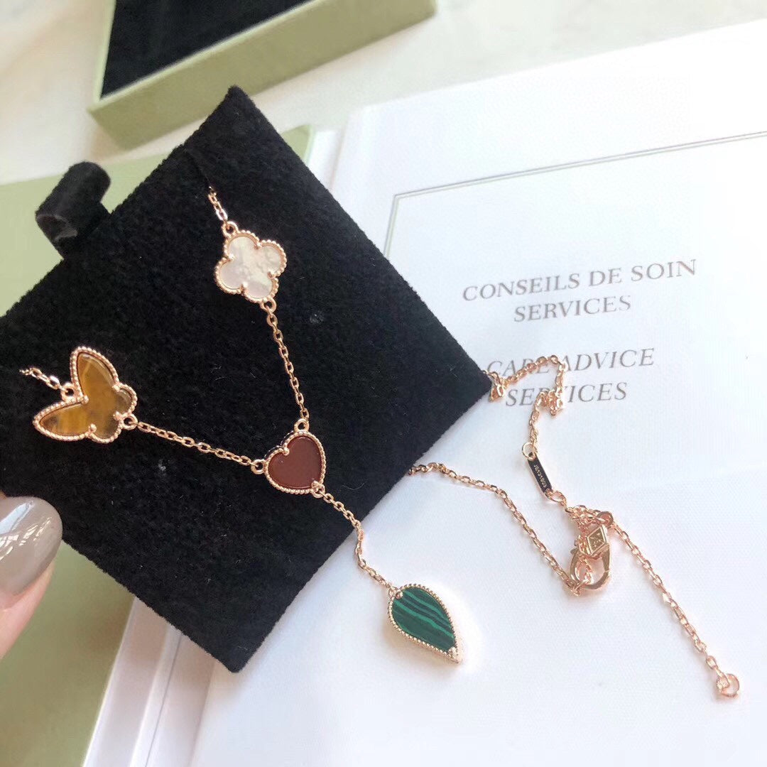 [Regal Jewels]LUCKY SPRING 4 MOTIFS ROSE GOLD NECKLACE
