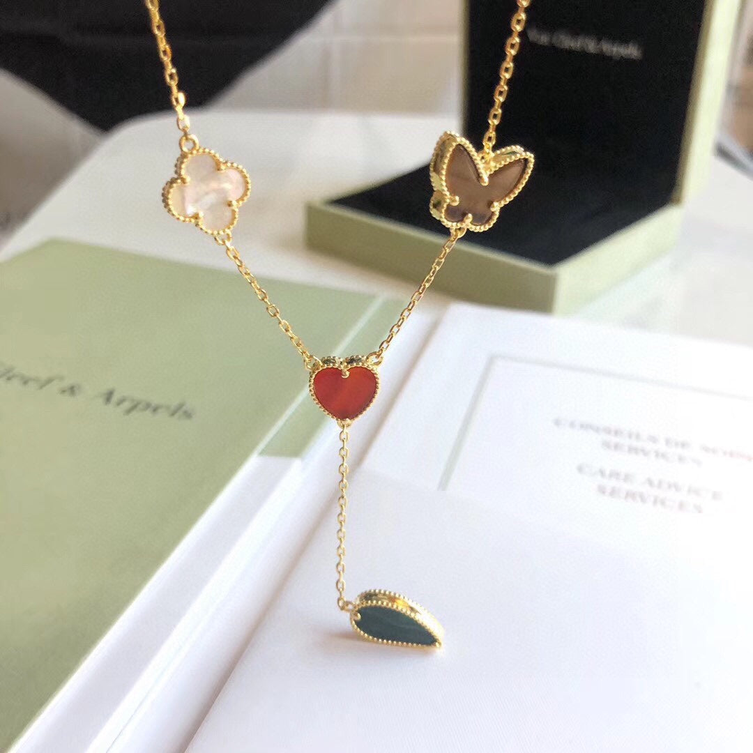 [Regal Jewels]LUCKY SPRING 4 MOTIFS ROSE GOLD NECKLACE