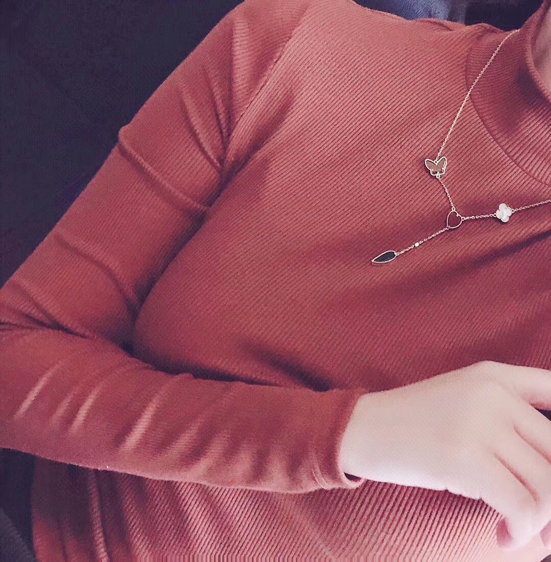 [Regal Jewels]LUCKY SPRING 4 MOTIFS ROSE GOLD NECKLACE