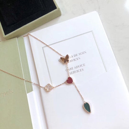 [Regal Jewels]LUCKY SPRING 4 MOTIFS ROSE GOLD NECKLACE