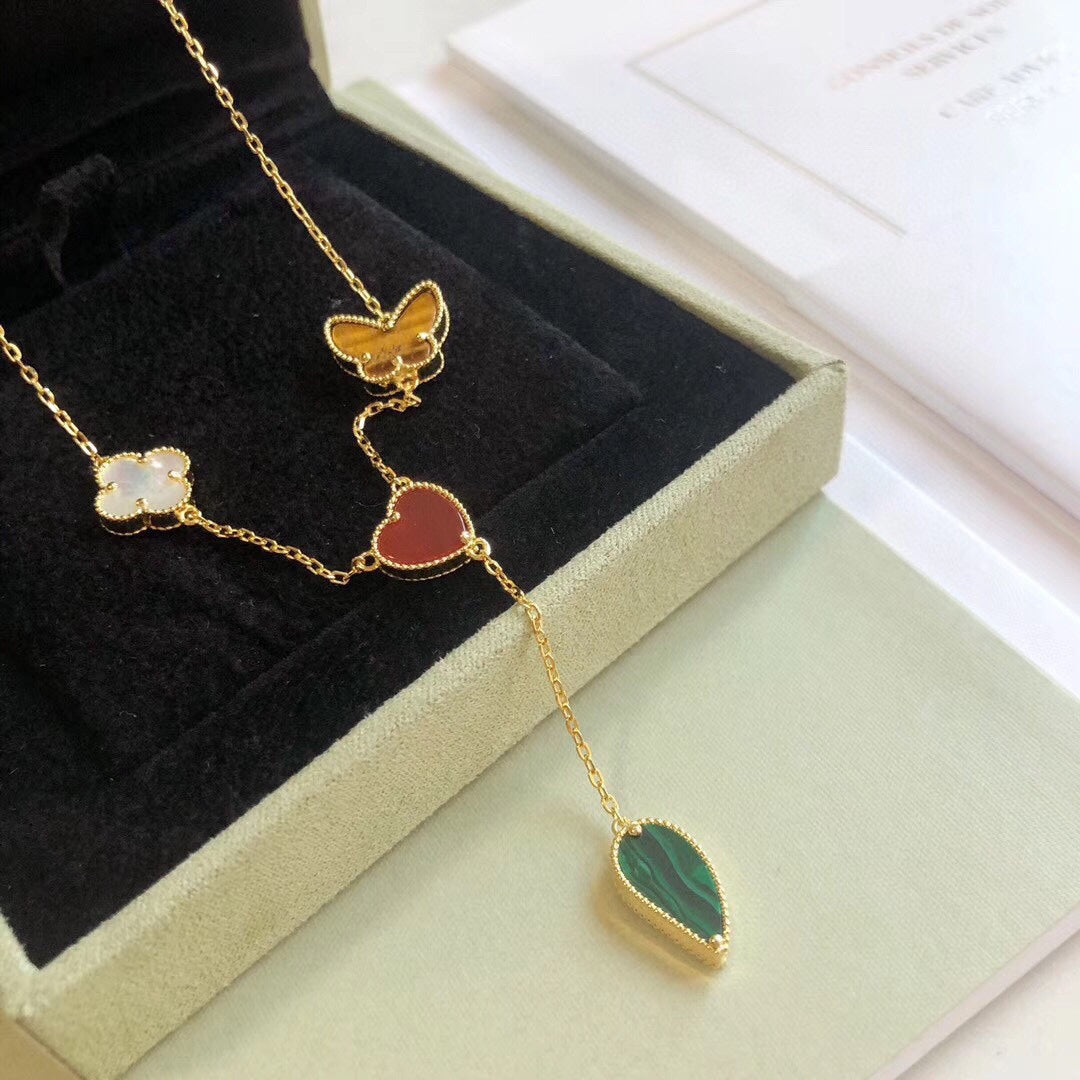 [Regal Jewels]LUCKY SPRING 4 MOTIFS ROSE GOLD NECKLACE