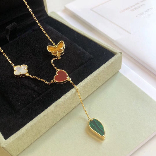 [Regal Jewels]LUCKY SPRING 4 MOTIFS ROSE GOLD NECKLACE