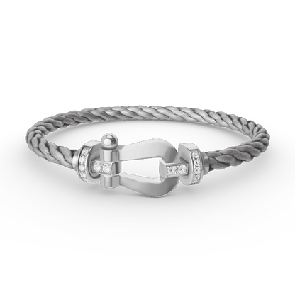 [Regal Jewels]FORCE LARGE HORSESHOE HALF DIAMOND BRACELET SILVER