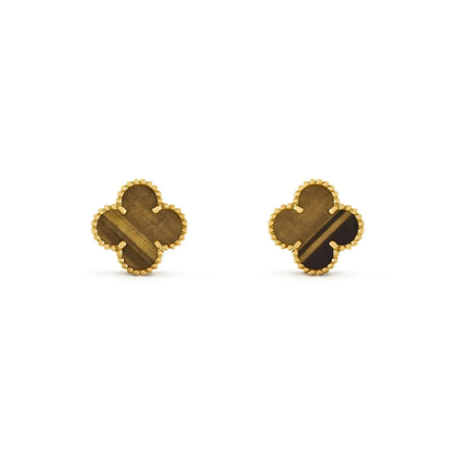 [Regal Jewels]CLOVER MEDIUM 1 MOTIFS TIGER EYE EARRINGS