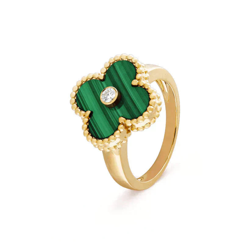 [Regal Jewels]CLOVER MALACHITE RING GOLD DIAMOND