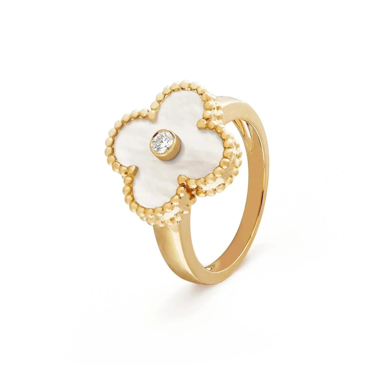 [Regal Jewels]CLOVER PINK MOP RING GOLD DIAMOND