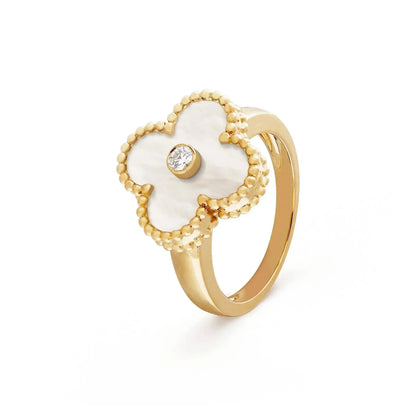 [Regal Jewels]CLOVER PINK MOP RING GOLD DIAMOND
