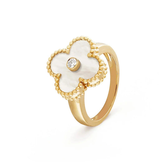 [Regal Jewels]CLOVER PINK MOP RING GOLD DIAMOND